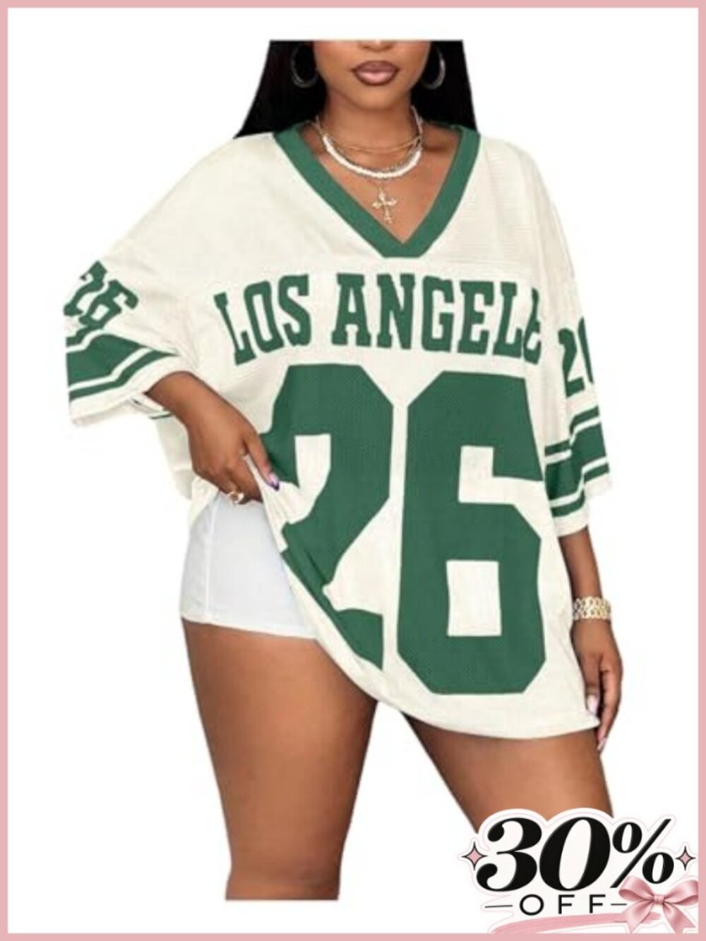 Y2K Mesh Graphic Tee Oversized Women's Plus Size V-Neck 3/4 Sleeve
